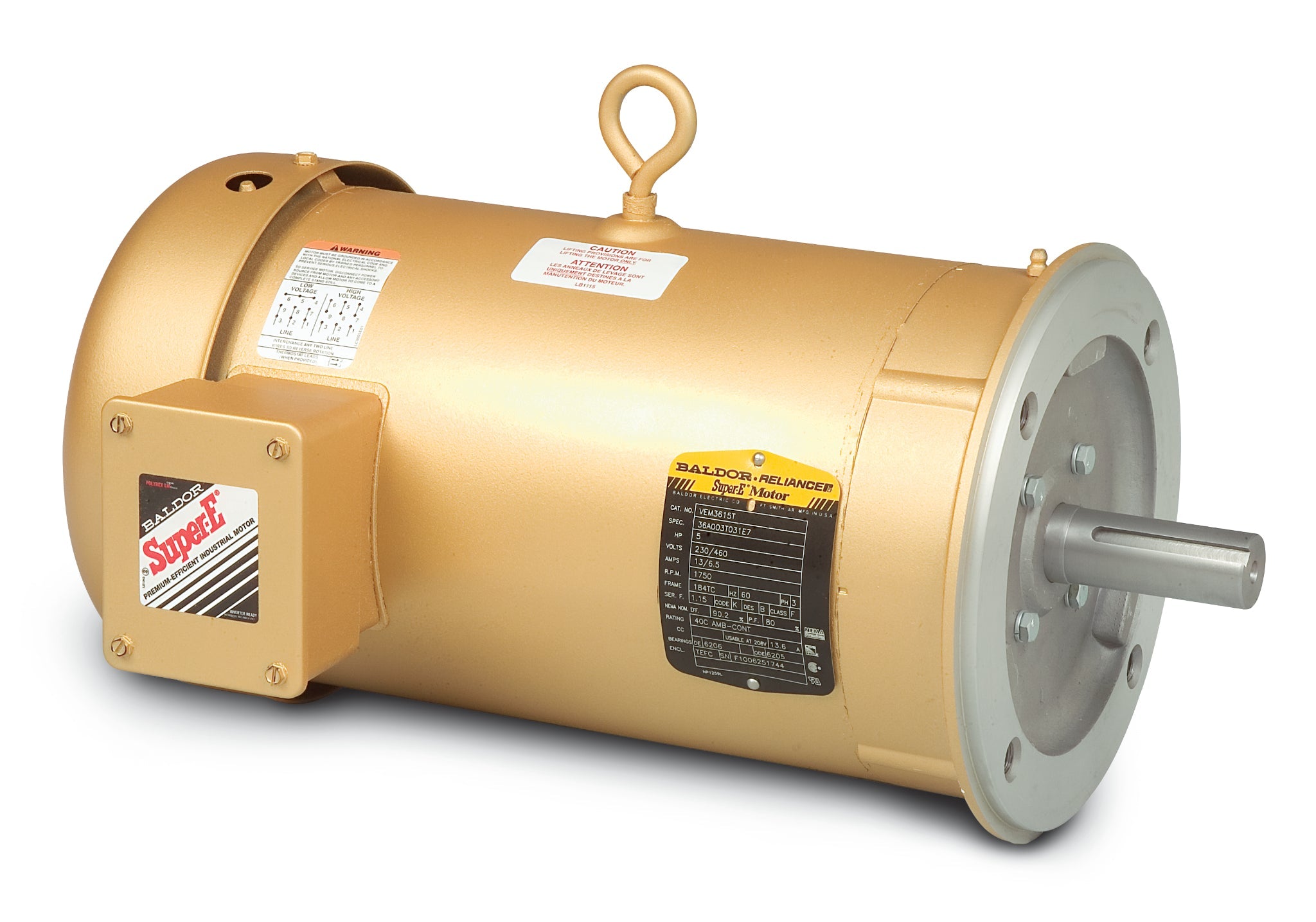 Baldor VEM3611T-5 - 3HP, 1760RPM, 3PH, 60HZ, 182TC, 3632M, TEFC, F1 - Three Phase Enclosed