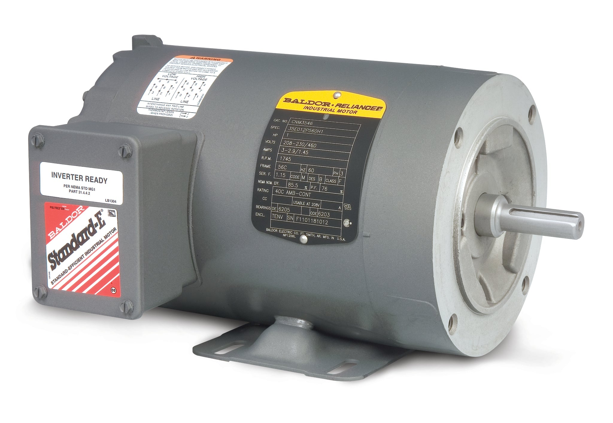 Baldor CNM3542 - .75HP, 1765RPM, 3PH, 60HZ, 56C, 3514M, TENV, F1 - Three Phase Enclosed