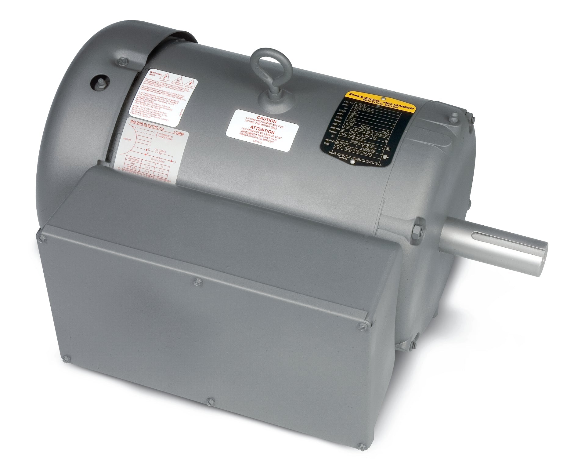 Baldor L3708T - 5HP, 1750RPM, 1PH, 60HZ, 213T, 3726LC, TEFC, F1 - Single Phase Enclosed