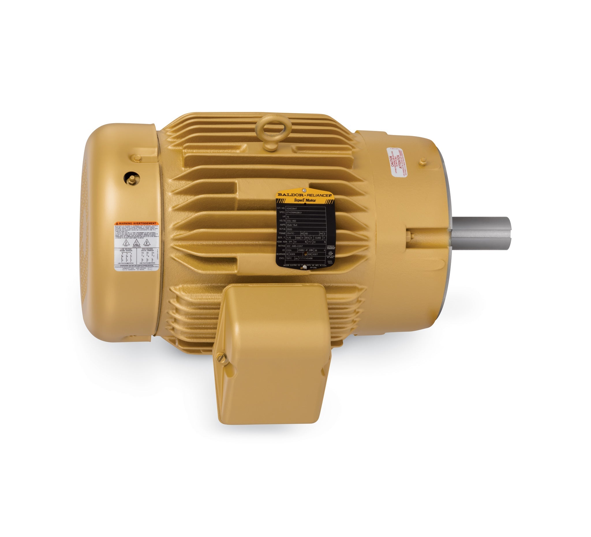 Baldor VEM2333T - 15HP, 1765RPM, 3PH, 60HZ, 254TC, 0944M, TEFC, F - Three Phase Enclosed
