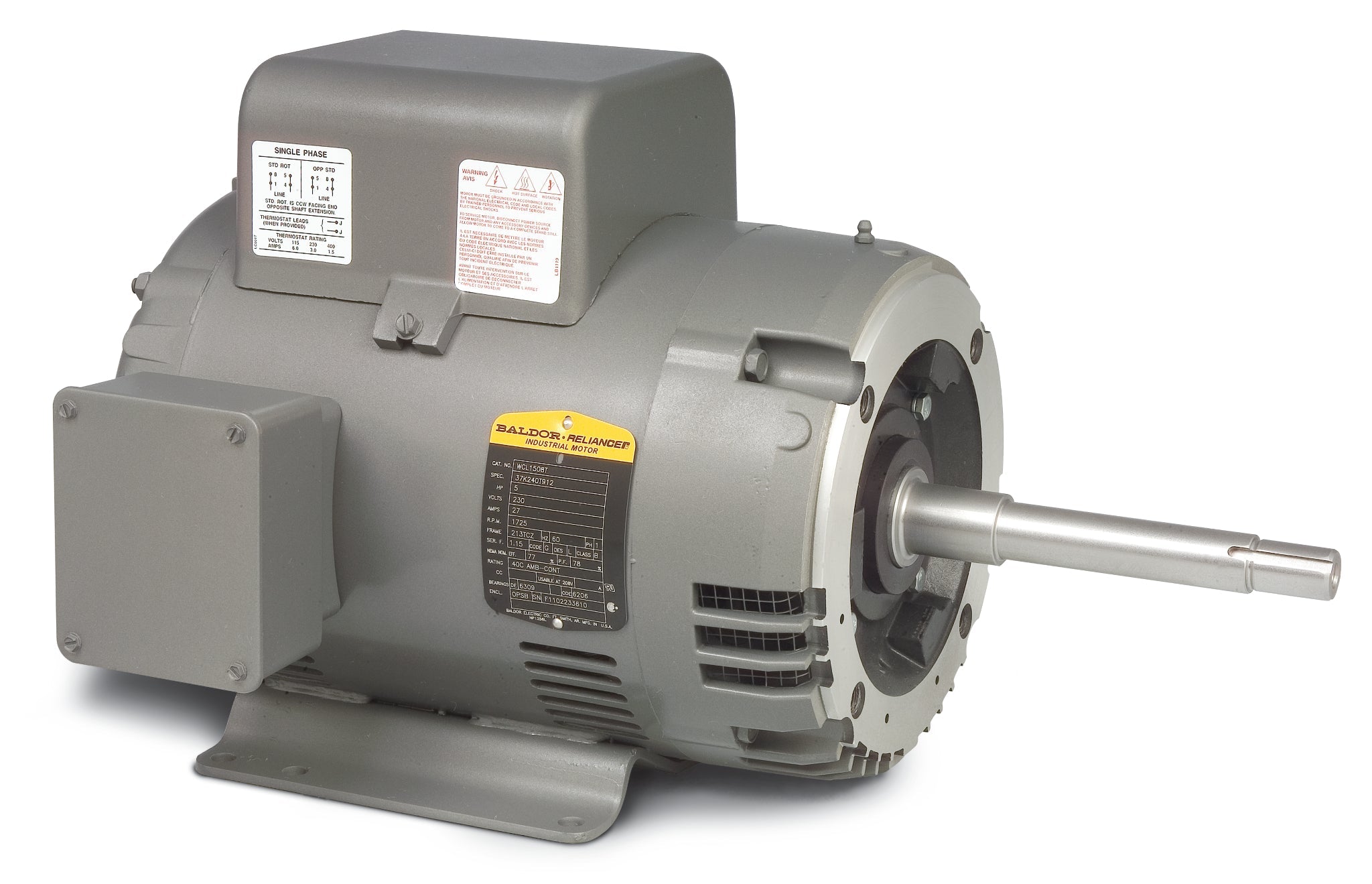 Baldor WCL1511T - 10HP, 3450RPM, 1PH, 60HZ, 215TCZ, 3740L, OPEN - JM,JP,WCP Close Coupled Motors