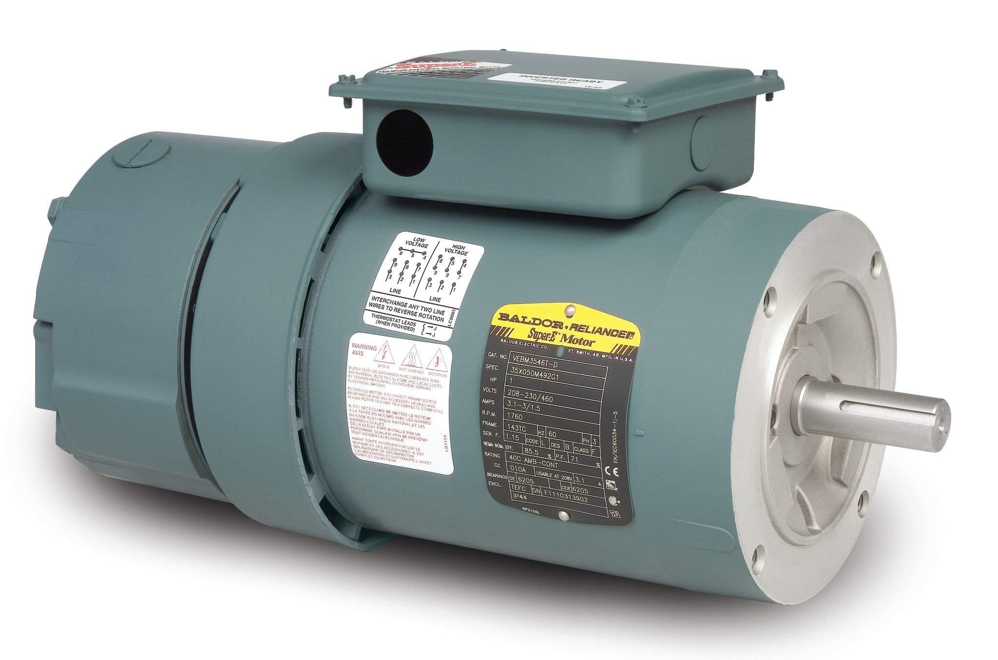 Baldor VEBM3558T-5D - 2/1.5KWHP, 1764 1/MIN IP44 IC411 26KGRPM - General Unit Handling Motors