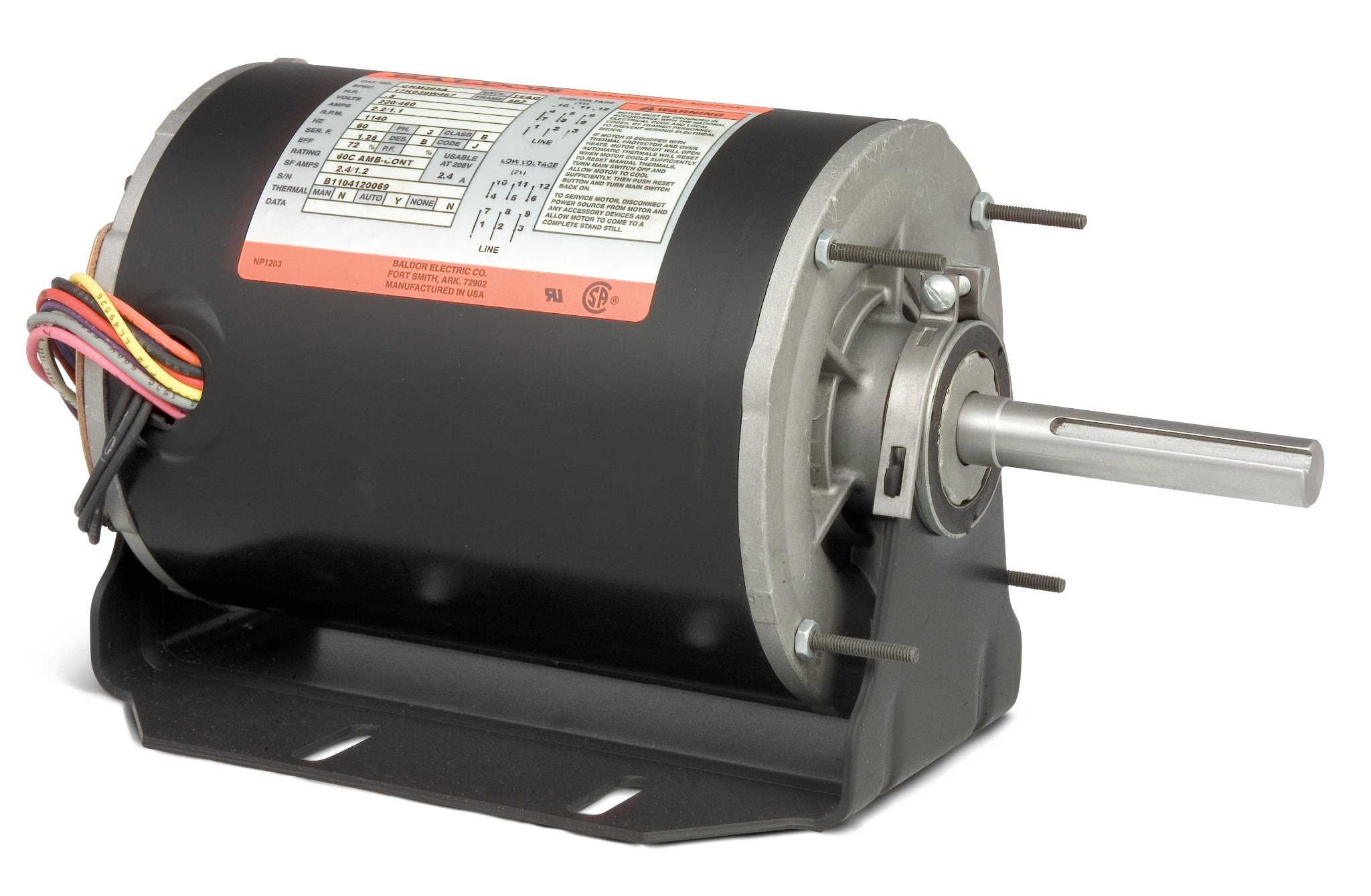 Baldor CHM365A - .5HP, 1140RPM, 3PH, 60HZ, 56YZ, 3418M, TEAO, F1 - Direct Drive Fan Motors