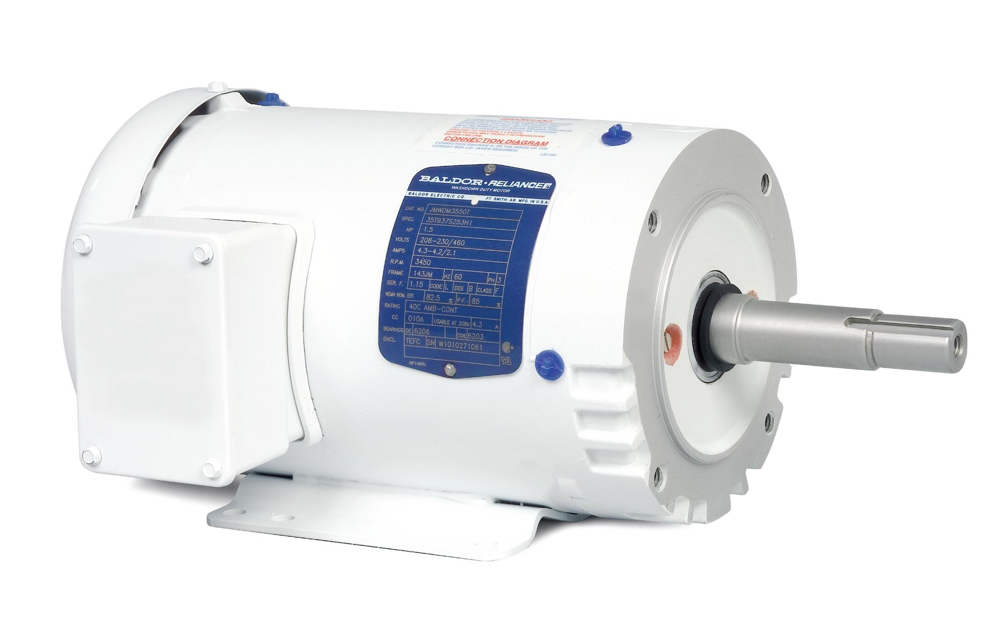 Baldor JMEWDM3558T - 2HP, 1760RPM, 3PH, 60HZ, 145JM, 3528M, TEFC, F1 - Close-Coupled Pump Motors
