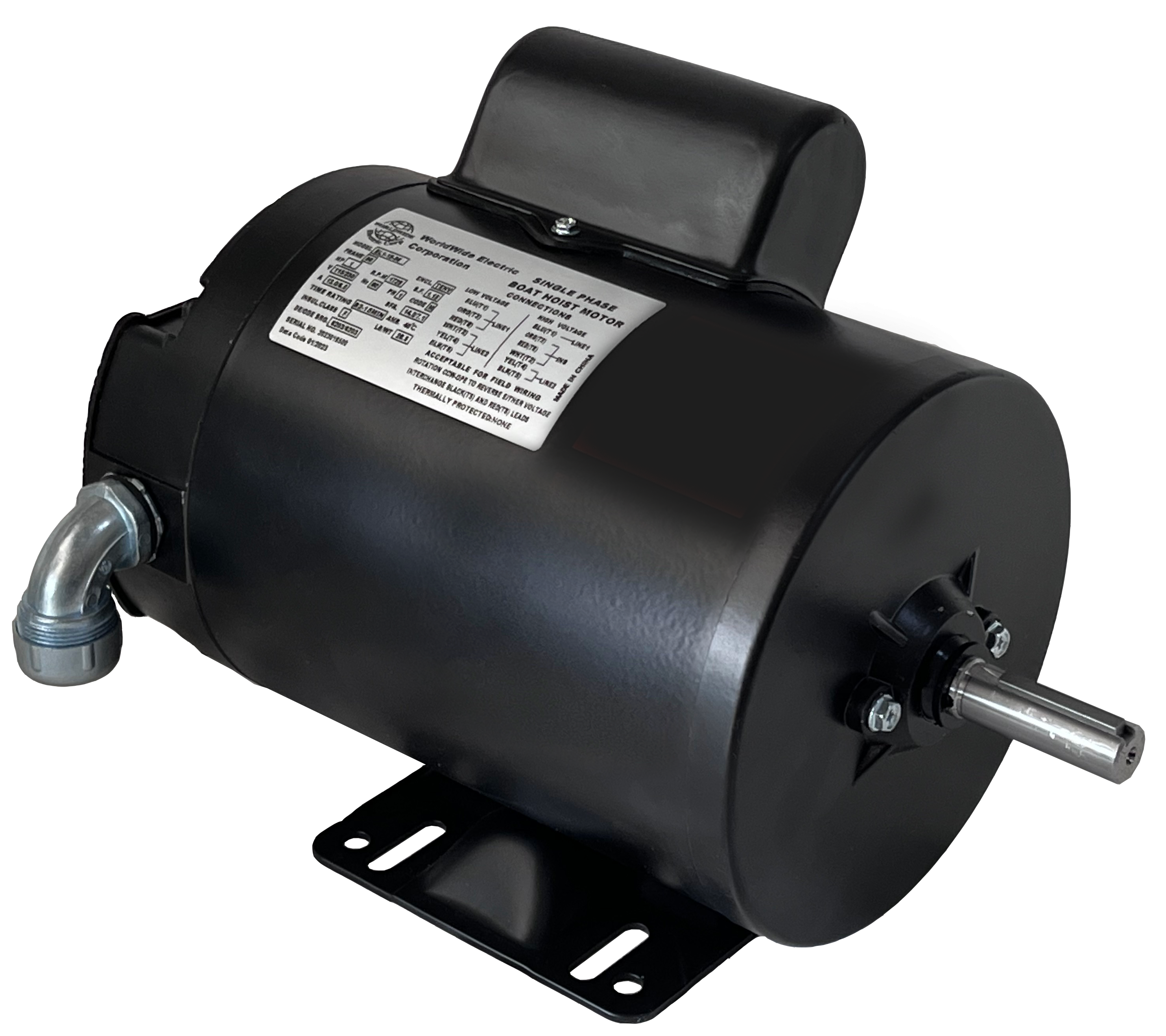 Boat Lift Motor, 1 HP, 1800 RPM, 115/230V, 56 Frame, Rigid Base