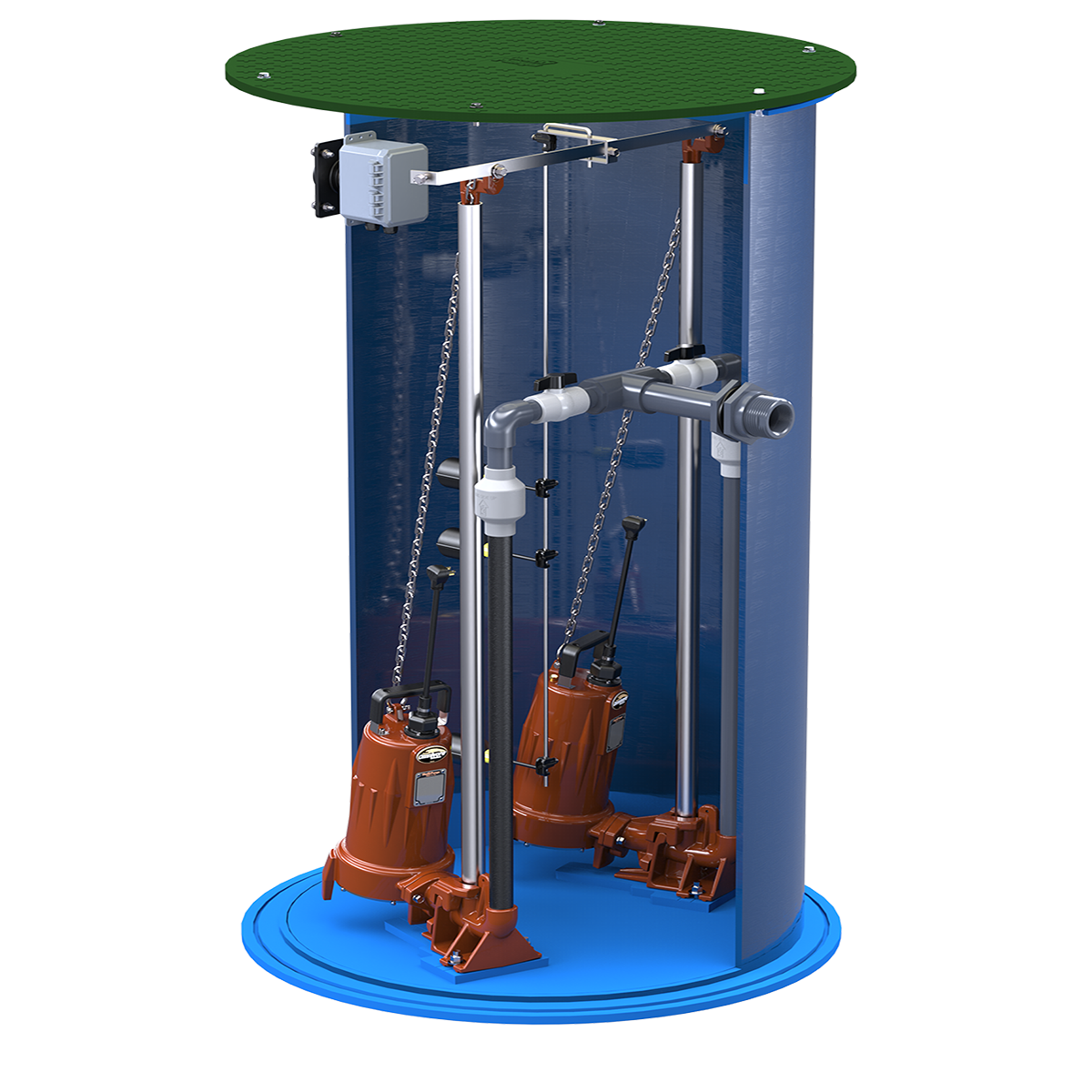 Liberty Duplex Grinder Basin Package LSGX204M Pump, 2 HP, 440-480V, 3 Phase, 2" Discharge (D3684LSGX204-36)