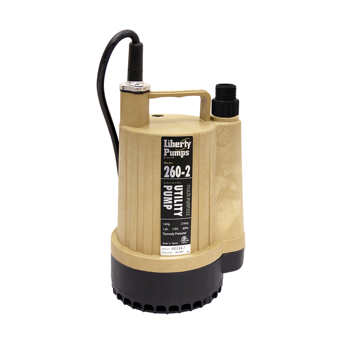 Liberty Utility Pump 1/6 HP, 115 V, 3/4" NPT Discharge (260-2)