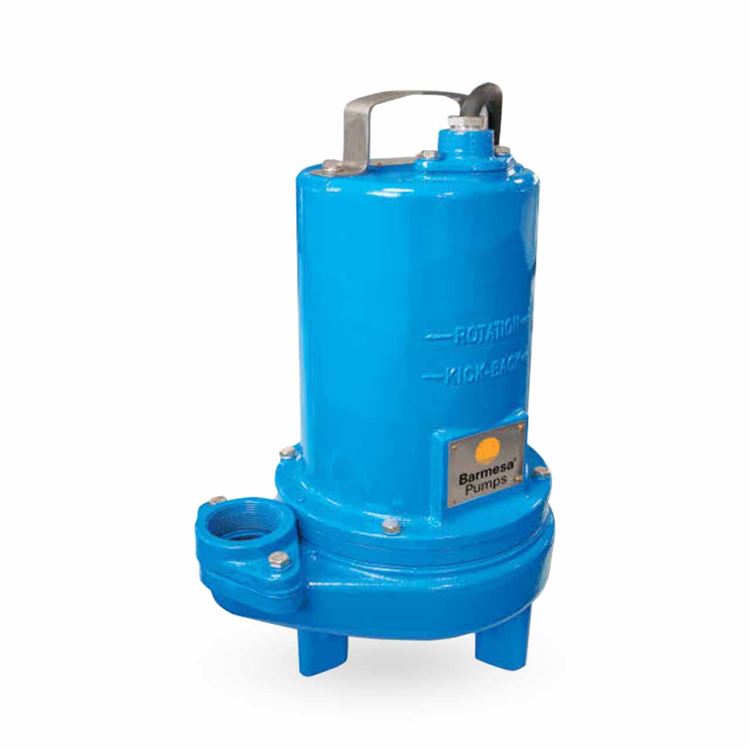 Barmesa 2BSE74SS Submersible Non-Clog Sewage Pump 0.75 HP 460V 3PH 30' Cord Manual | Three Phase | Cast Iron | Stainless Steel | Enclosure | 104°F | 40°C | Dewatering Use | Sump Use | Effluent Use | Control Panel Compatible