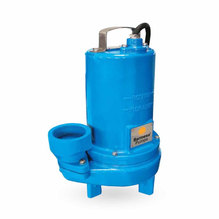 Barmesa 3BSE103SS Submersible Non-Clog Sewage Pump 1.0 HP 200/230V 3PH 30' Cord Manual | Three Phase | Cast Iron | Stainless Steel | Enclosure | 104°F | 40°C | Dewatering Use | Sump Use | Effluent Use | Control Panel Compatible