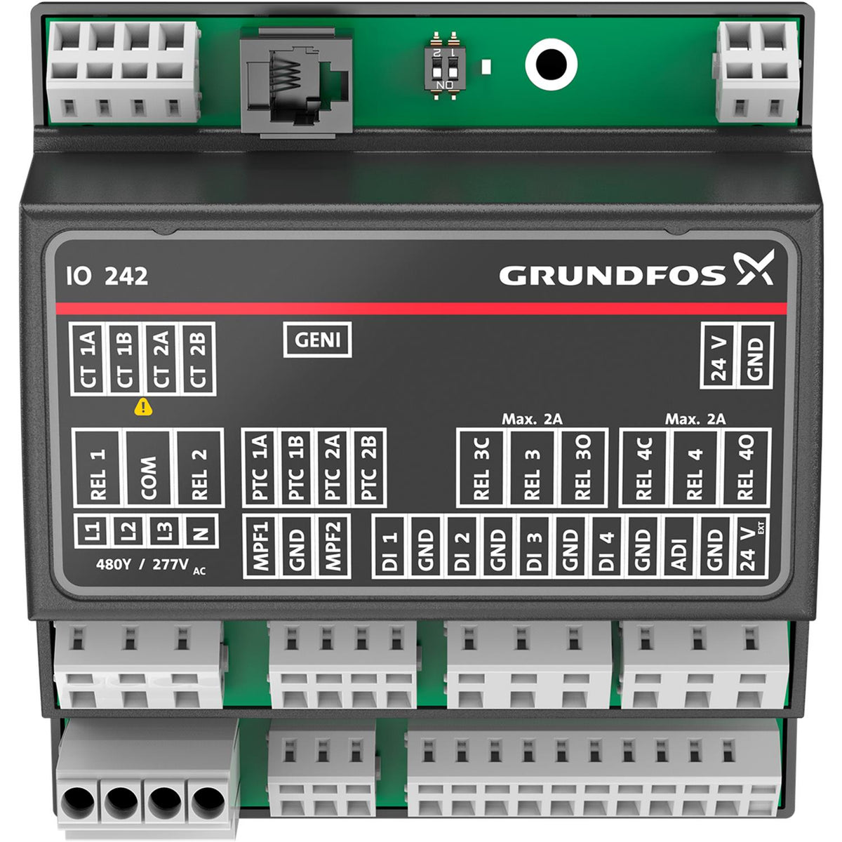 Grundfos 99369842 | IO 242 Module | I/O Extension for CU 241/CU 242 | Analog & Digital Inputs | DIN‑Rail Mount | Control Panel Accessory