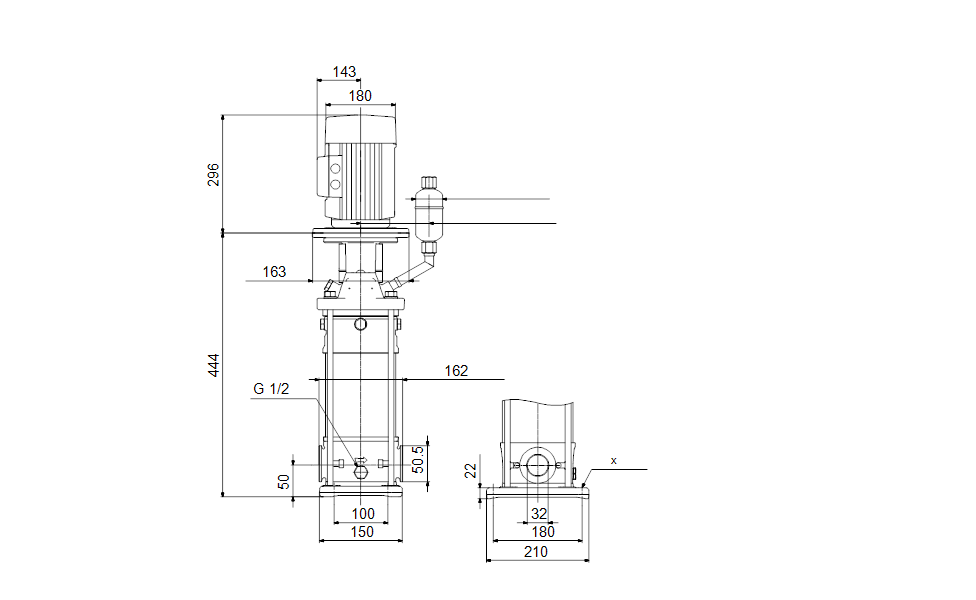 Grundfos 99659189 - CRN 3-6 BF-CX-A-E-HQQE | Vertical | Multistage | Centrifugal