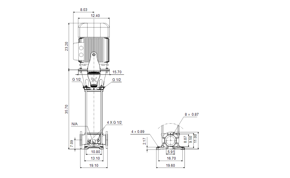 Grundfos 99145159 - CRN 125-2-2 A-G-A-V-HQQV | Multistage | Centrifugal | Vertical | Inline
