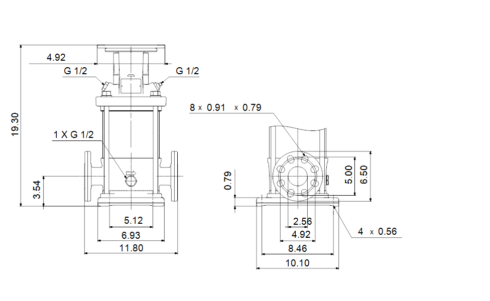 Grundfos 96127067 - CR 20-3 A-GJ-A-V-HQQV | Multistage | Centrifugal | Vertical | Inline