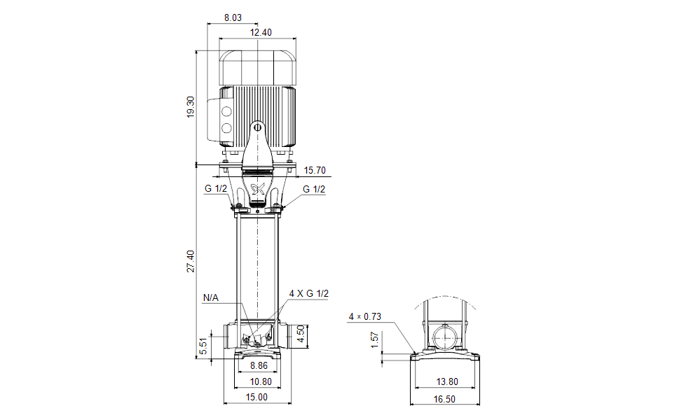 Grundfos 99145091 - CRN 95-1-1 A-P-A-E-HQQE | Multistage | Centrifugal | Vertical | Inline