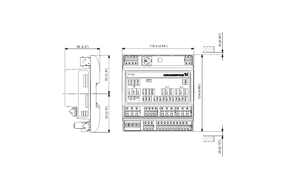Grundfos 99369842 | IO 242 Module | I/O Extension for CU 241/CU 242 | Analog & Digital Inputs | DIN‑Rail Mount | Control Panel Accessory