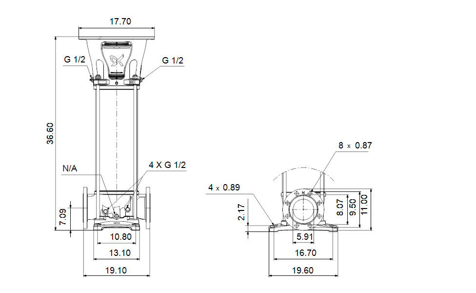 Grundfos 99400280 - CRN 125-2-1 A-G-A-V-HQQV | Multistage | Centrifugal | Vertical | Inline