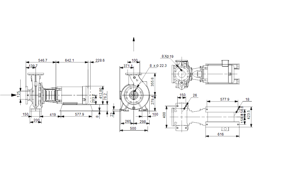 Grundfos 92559821 - NBS 040-150/12.20 AASG6S5ESBQQESX4 | SelfPriming | Centrifugal | Horizontal