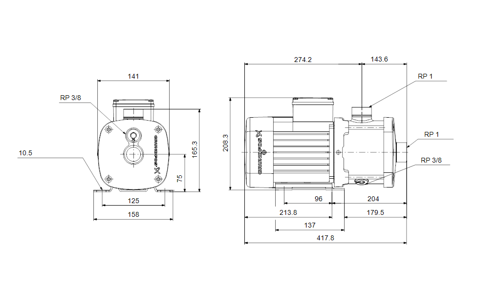 Grundfos 97842652 - CM 1-6 A-R-G-E-AQQE B1-A-A-N | Horizontal | End Suction | Centrifugal