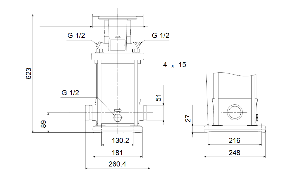 Grundfos 98100662 - CRN 15-6 P-P-A-E-HQQE | Vertical | Multistage | Centrifugal
