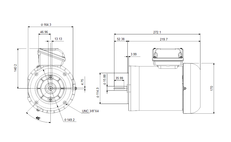 Grundfos 99883237 - WEG 56C | Motor | TEFC | Energy Efficient