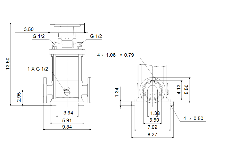 Grundfos 96081479 - CRI 1S-5 A-FGJ-A-V-HQQV | Multistage | Centrifugal | Vertical | Inline
