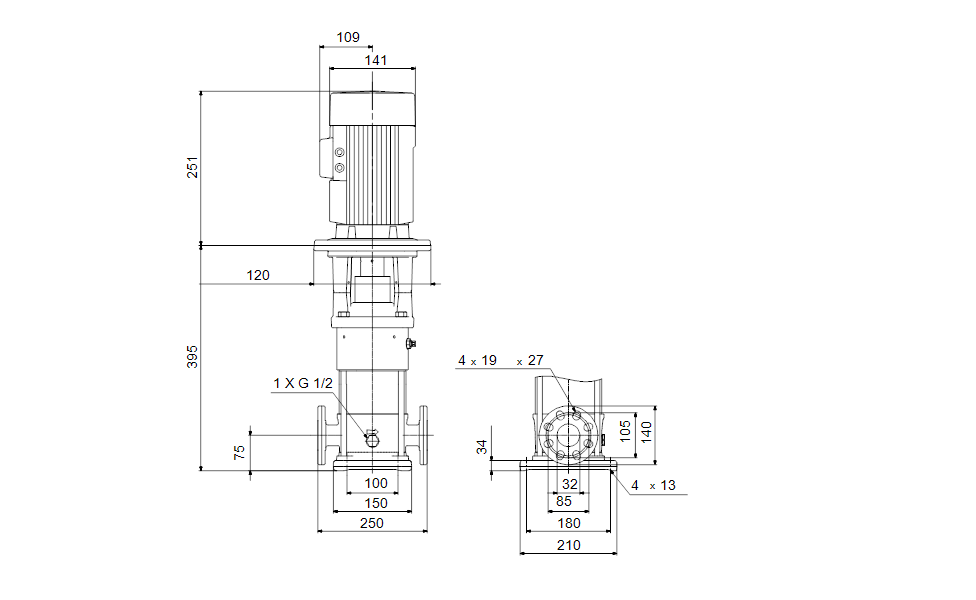 Grundfos 99225884 - CRN 5-3 M-FGJ-A-E | Multistage | Centrifugal | Vertical | Inline