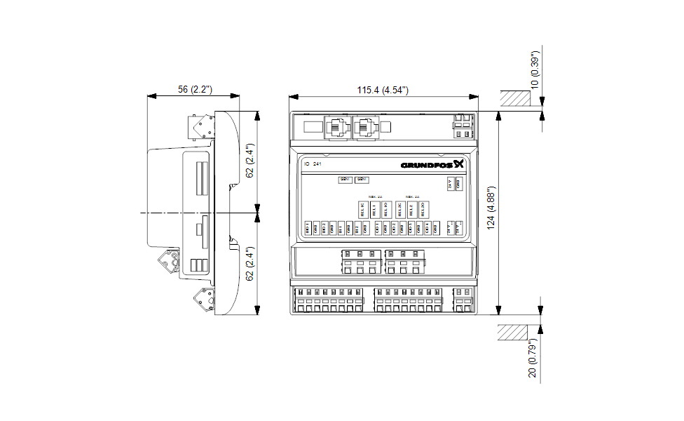 Grundfos 99332827 | IO 241 Input‑Output Module | DIN‑Rail Mount | Extra I/O Signals | Control Panel Use