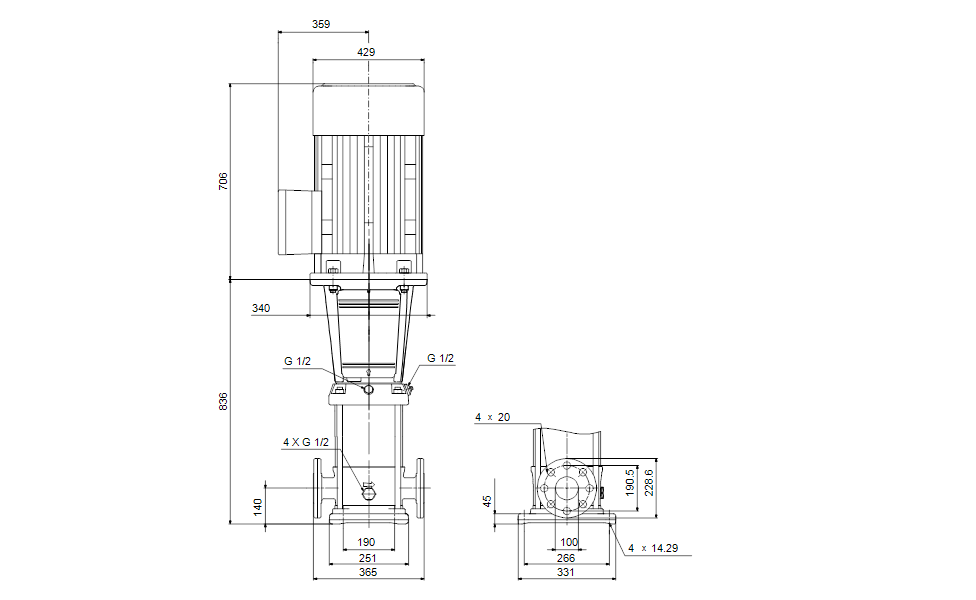 Grundfos 98256299 - CR 64-3-1 A-G-A-E-HQQE | Multistage | Centrifugal | Vertical | Inline