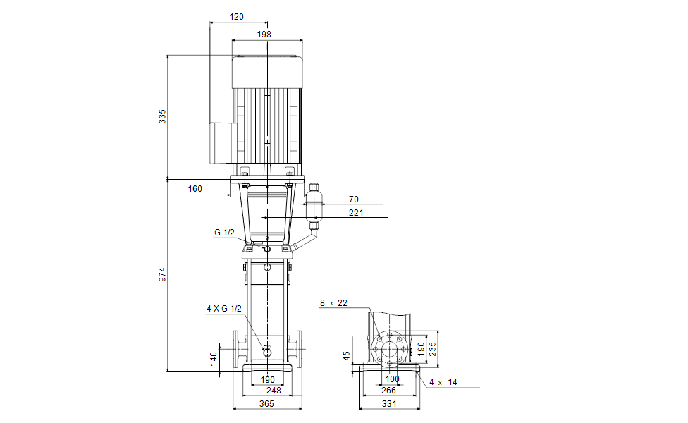 Grundfos 98382601 - CR 64-4-2 F-F-A-E-HQQE | Multistage | Centrifugal | Vertical | Inline