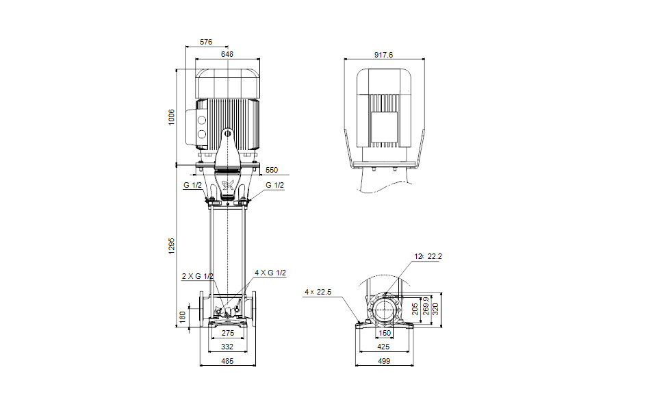 Grundfos 99505304 - CRN 125-5-1 A-G-A-V-HQQV | Multistage | Centrifugal | Vertical | Inline