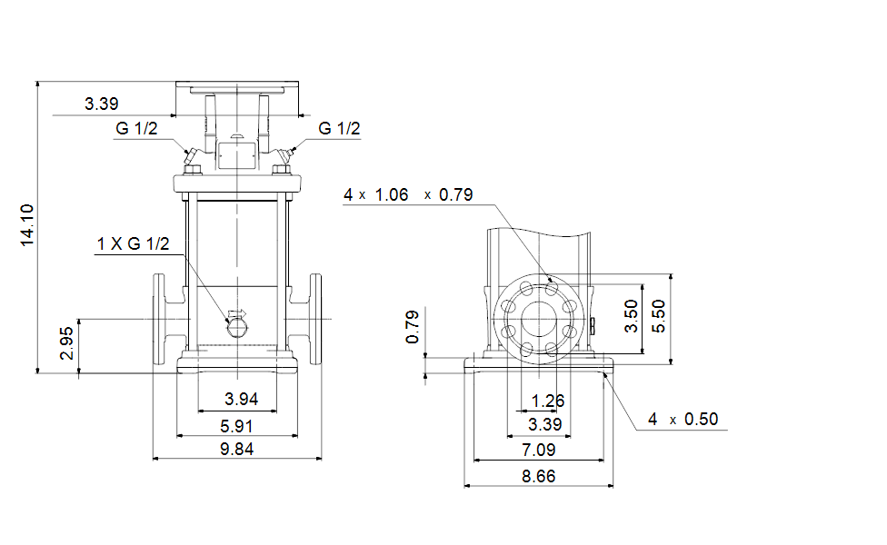 Grundfos 96082190 - CR 1-6 A-FGJ-A-V-HQQV | Multistage | Centrifugal | Vertical | Inline