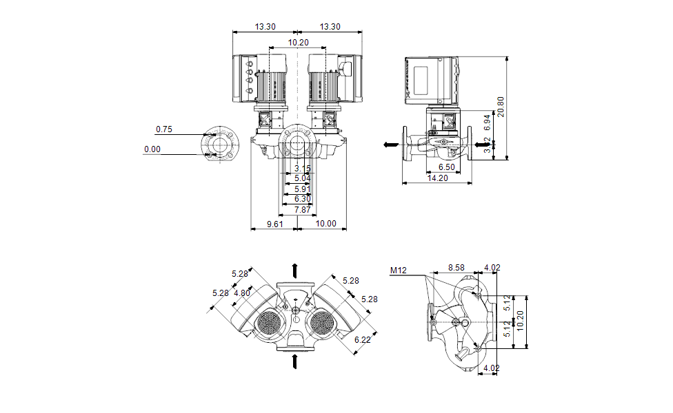 Grundfos 99884124 - TPE3 D 80-110 S-A-G-A-BQQE-GBB | Inline | Variable Speed | Energy Efficient