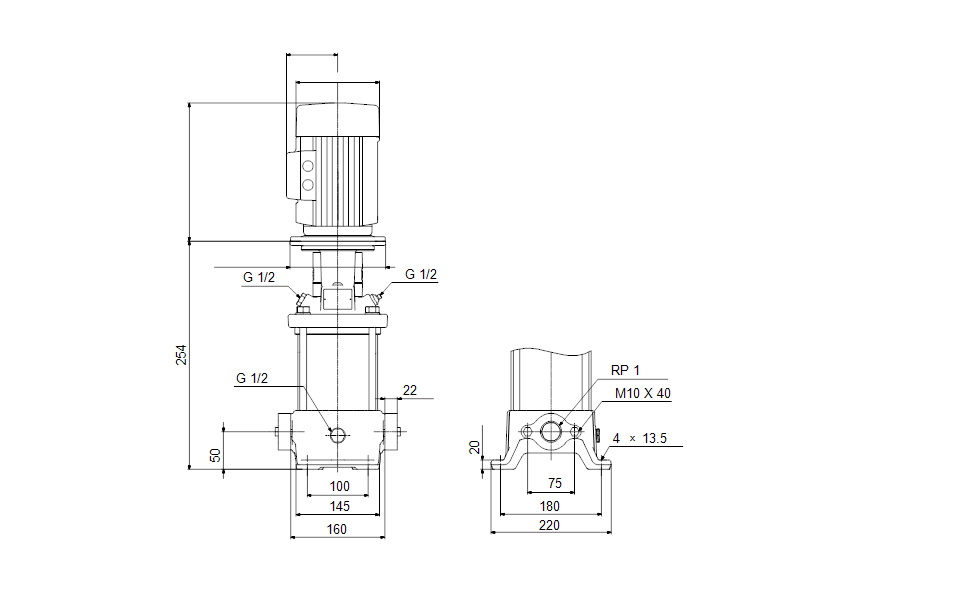 Grundfos 96581900 - CR 1-2 A-A-A-E-HQQE | Multistage | Centrifugal | Vertical | Inline