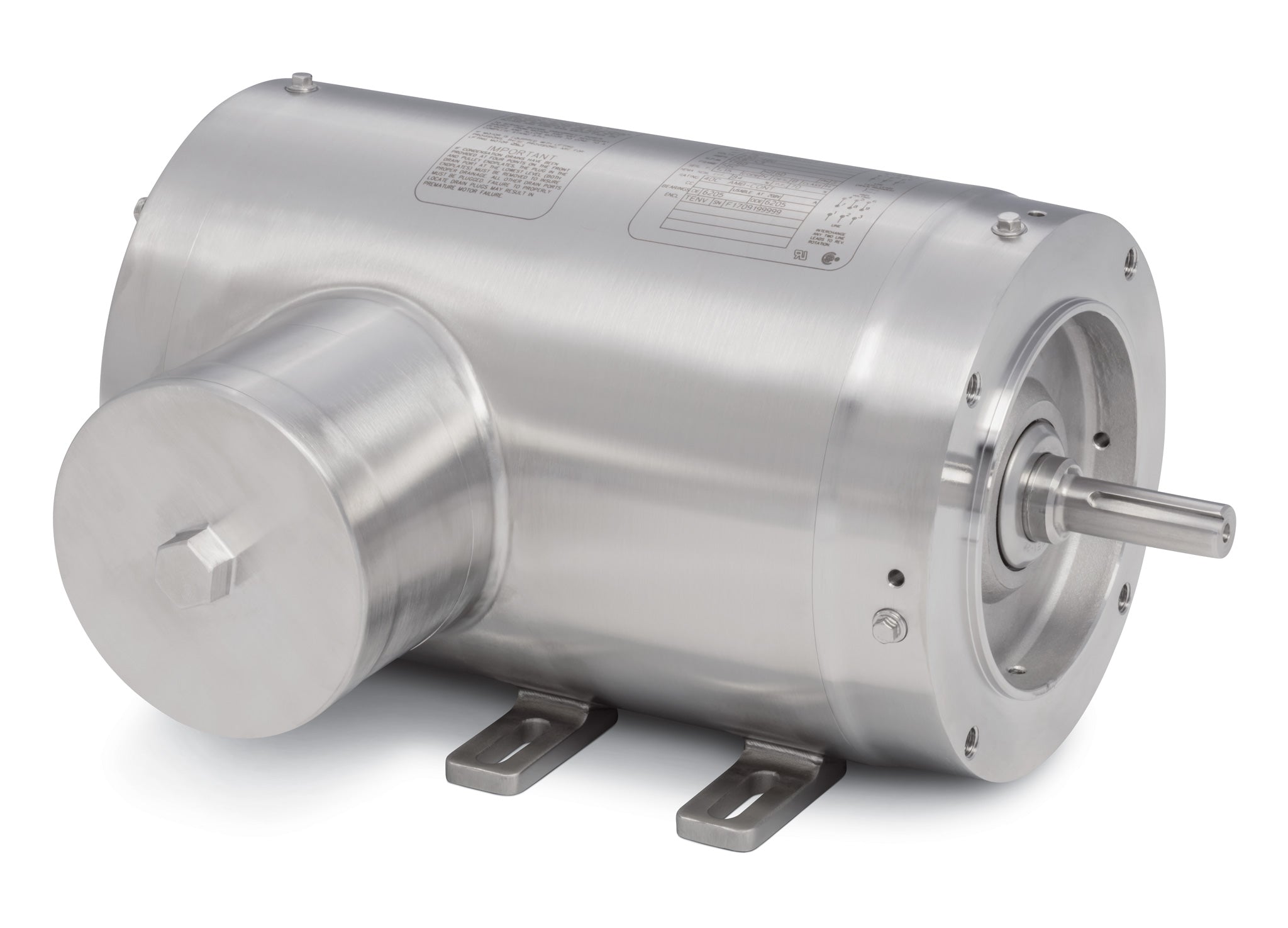 Baldor CFSWDM3542-5E - .75HP, 1765RPM, 3PH, 60HZ, 56C, 3514M, TENV, F1 - Food Safe Stainless Steel Motors