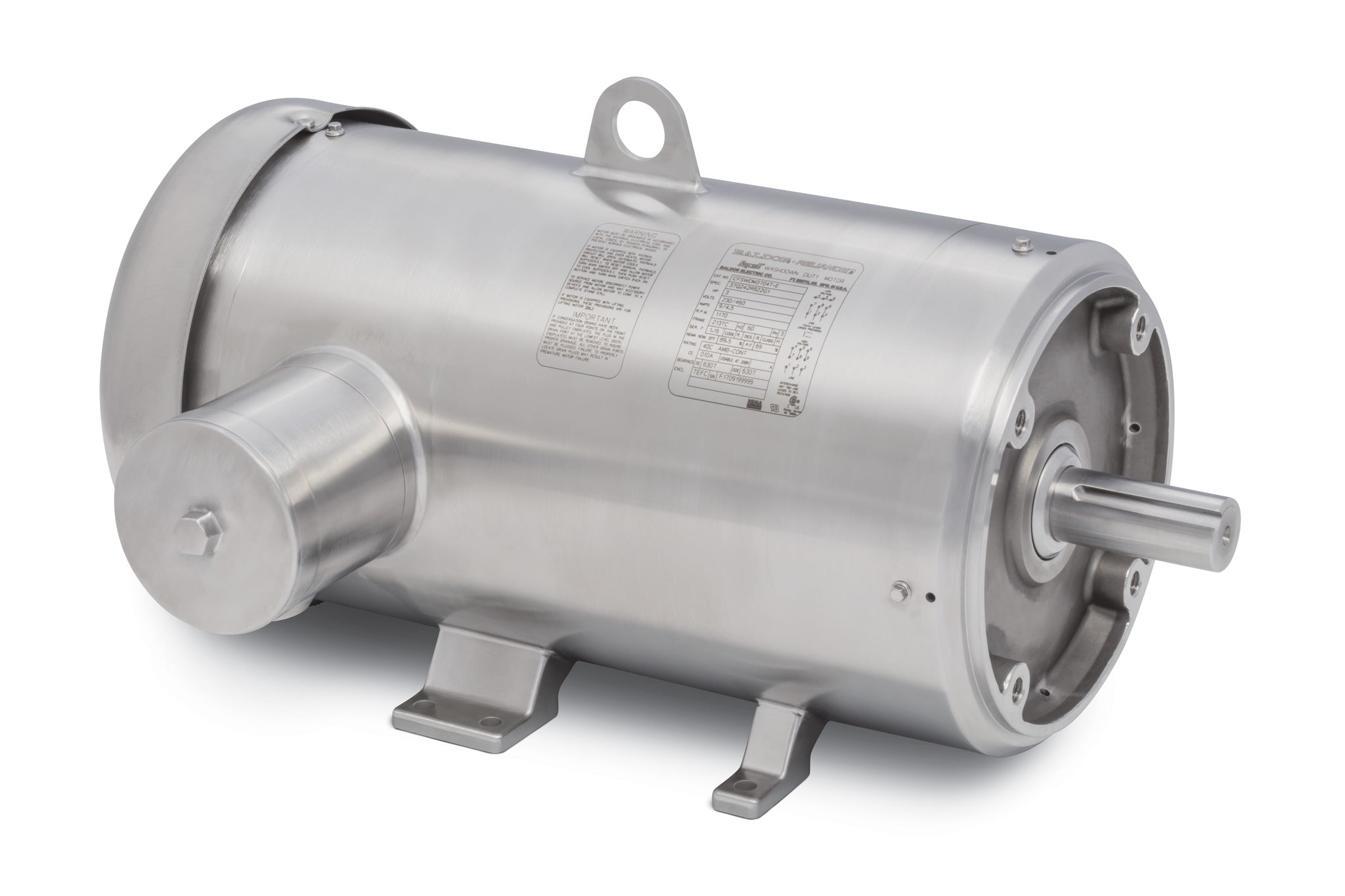 Baldor CFSWDM3708T-E - 5HP, 1165RPM, 3PH, 60HZ, 3756M, N - Food Safe Stainless Steel Motors