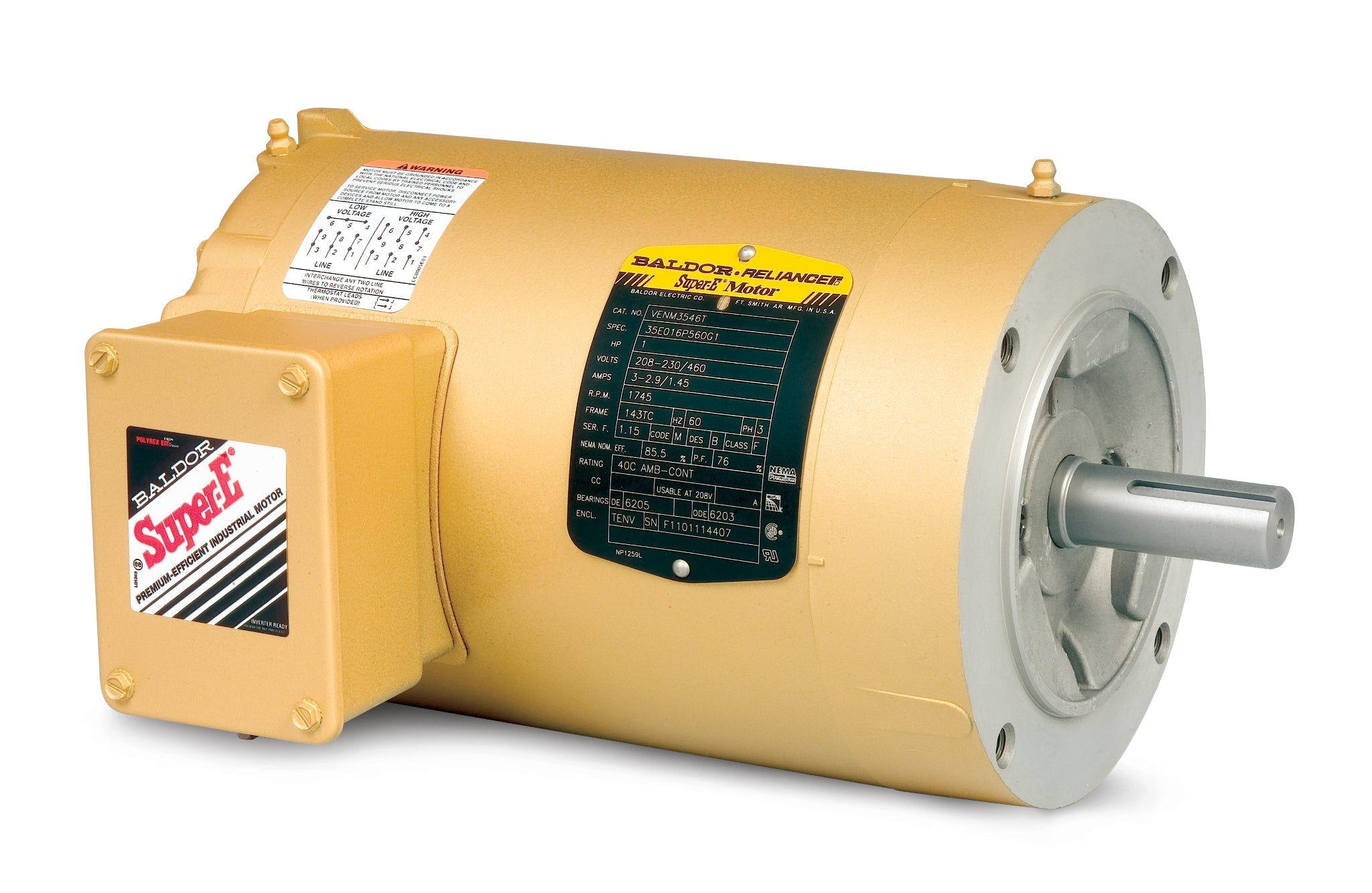 Baldor KENM3534 - .33HP, 1780RPM, 3PH, 60HZ, 56C, 3512M, TENV, F1 - Three Phase Enclosed