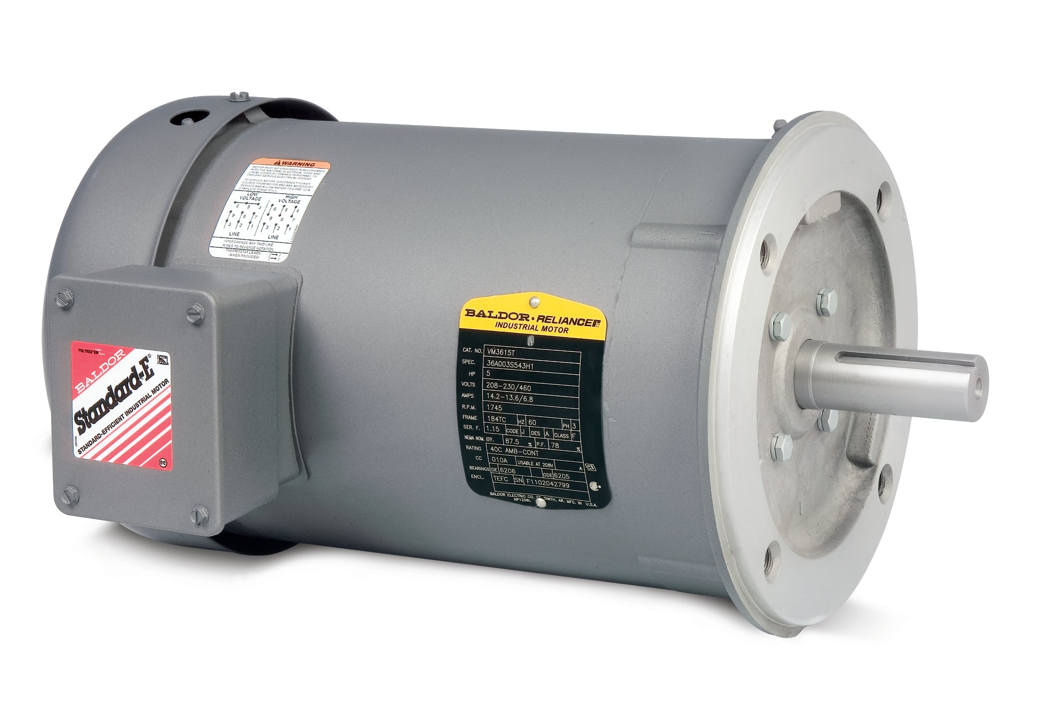 Baldor VM3542-57 - .75HP, 1425 IP54RPM, 3PH, 50HZ, 56C, 3428M, TE - Three Phase Enclosed