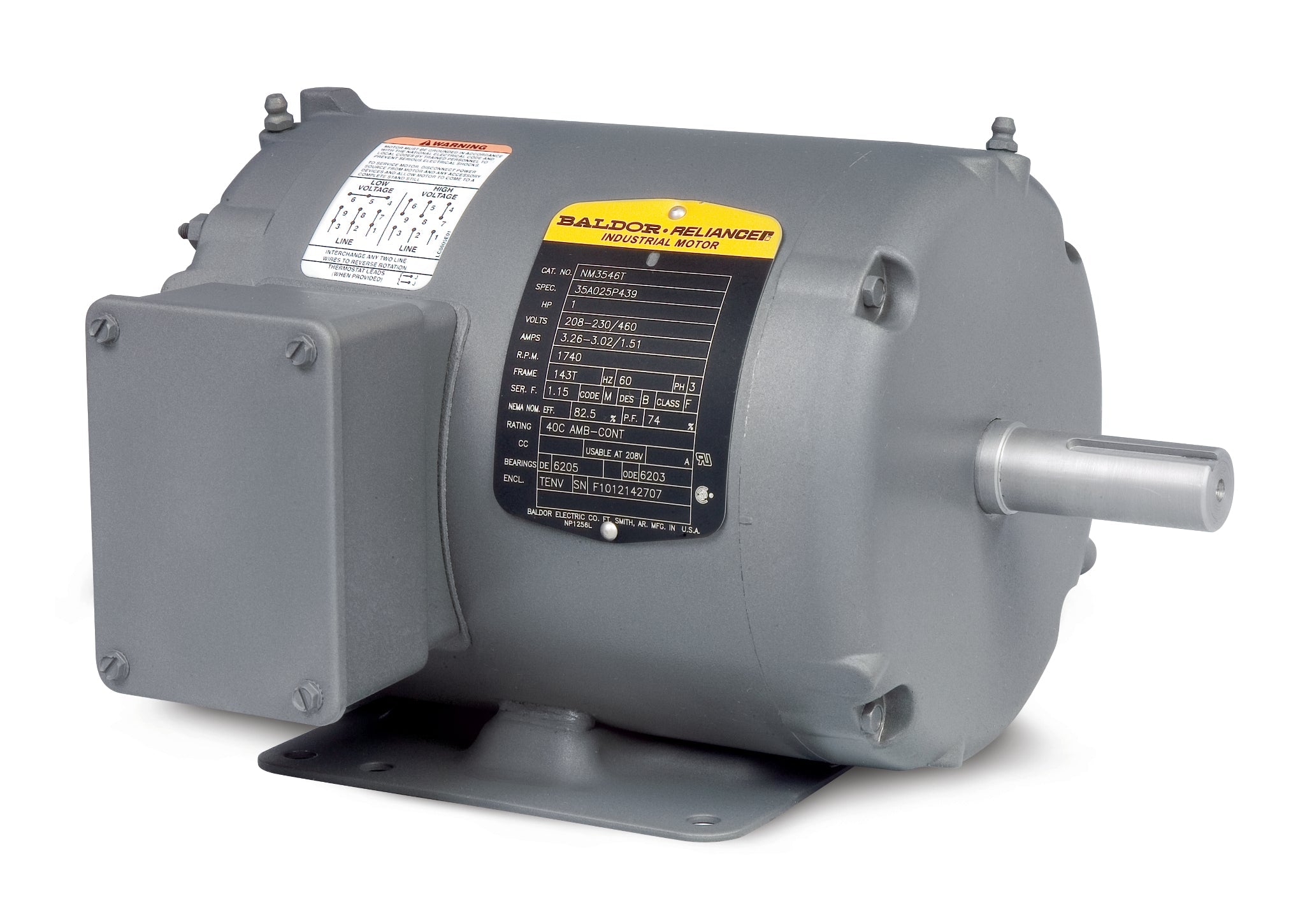 Baldor AOM3702T - 2HP, 855RPM, 3PH, 60HZ, 213T, 3724M, TEAO, F1, N - Yoke/Pedestal Fan Motors