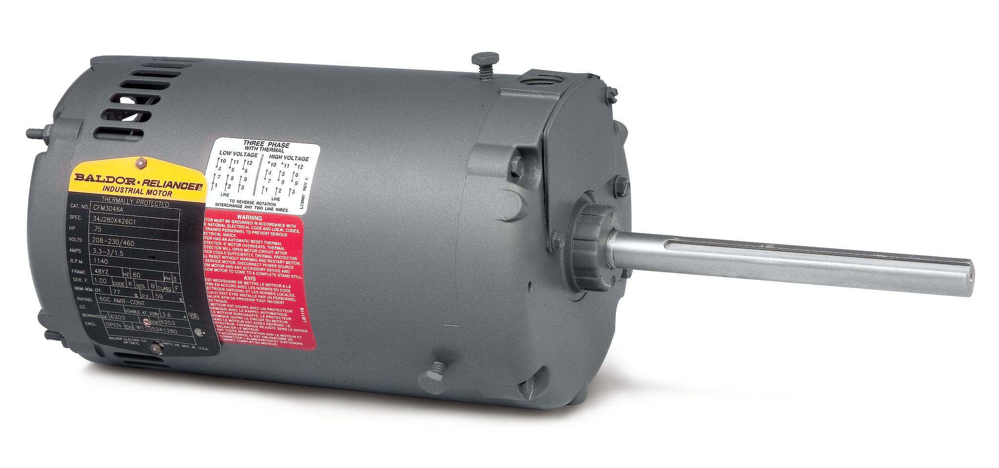 Baldor CFM3156A - 1 AIR-OVERHP, 1170RPM, 3PH, 60HZ, 56YZ, 3522M - Condensor Fan Motors