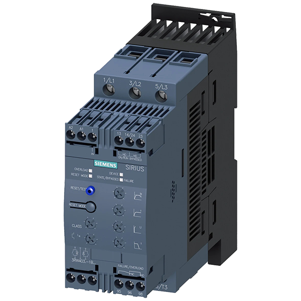 3RW40 Series Soft Starter, Two-phase, 20HP-200V, 20HP-230V, 40HP-460V, 62 FLA