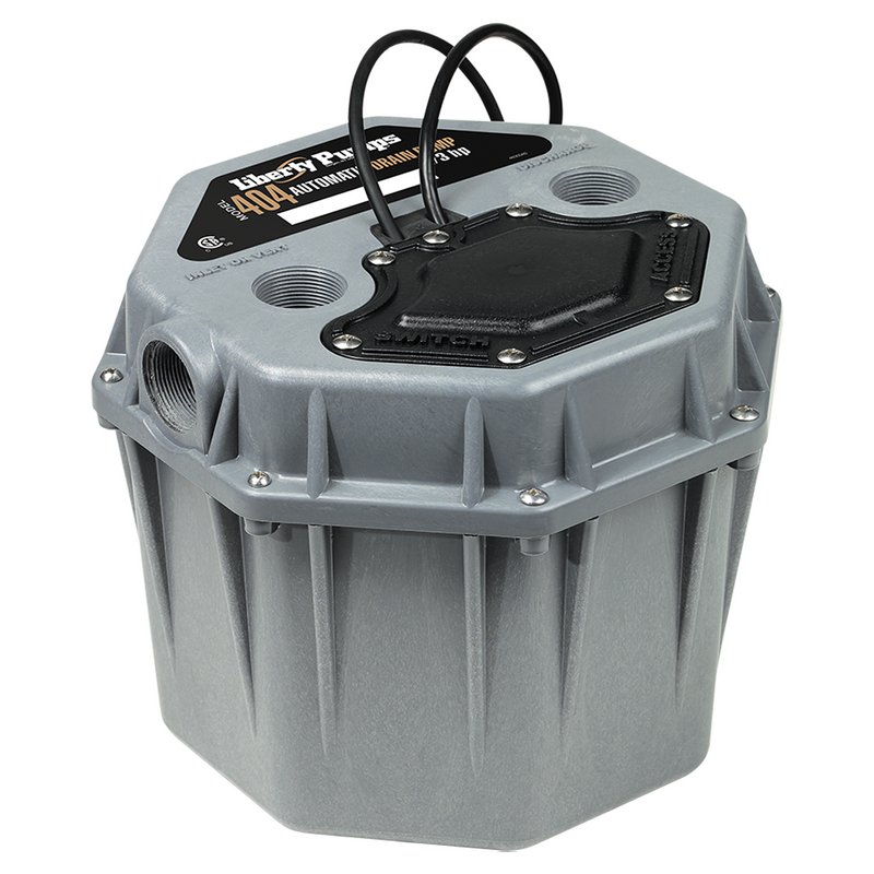 Liberty 404, Residential Drain Pump, Short Profile, 1/3 HP, 115 Volts, 1-1/2" Connections, 10' Cord