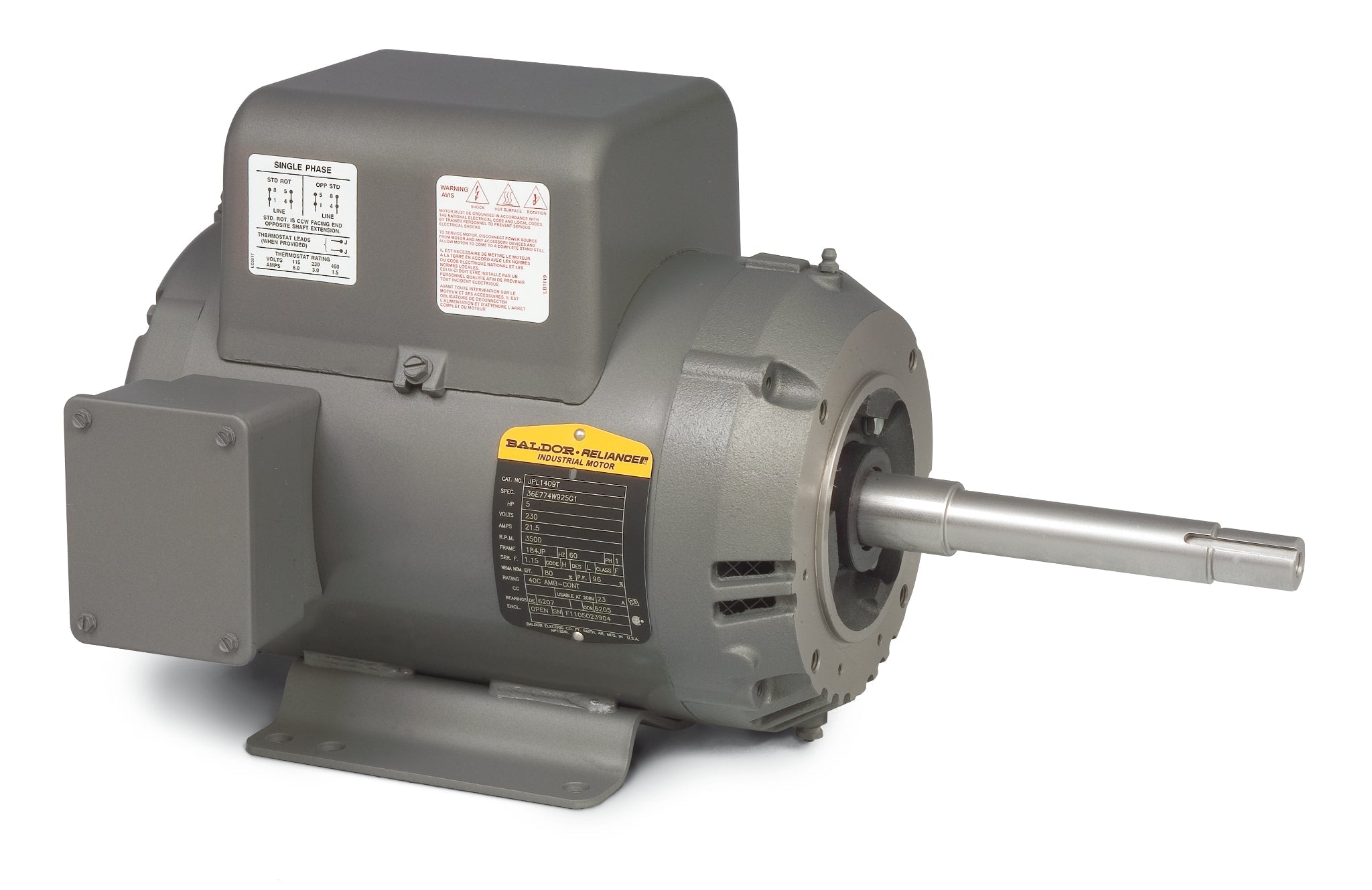 Baldor JPL1408T - 3HP, 1725RPM, 1PH, 60HZ, 184JP, 3634LC, OPEN - JM,JP,WCP Close Coupled Motors