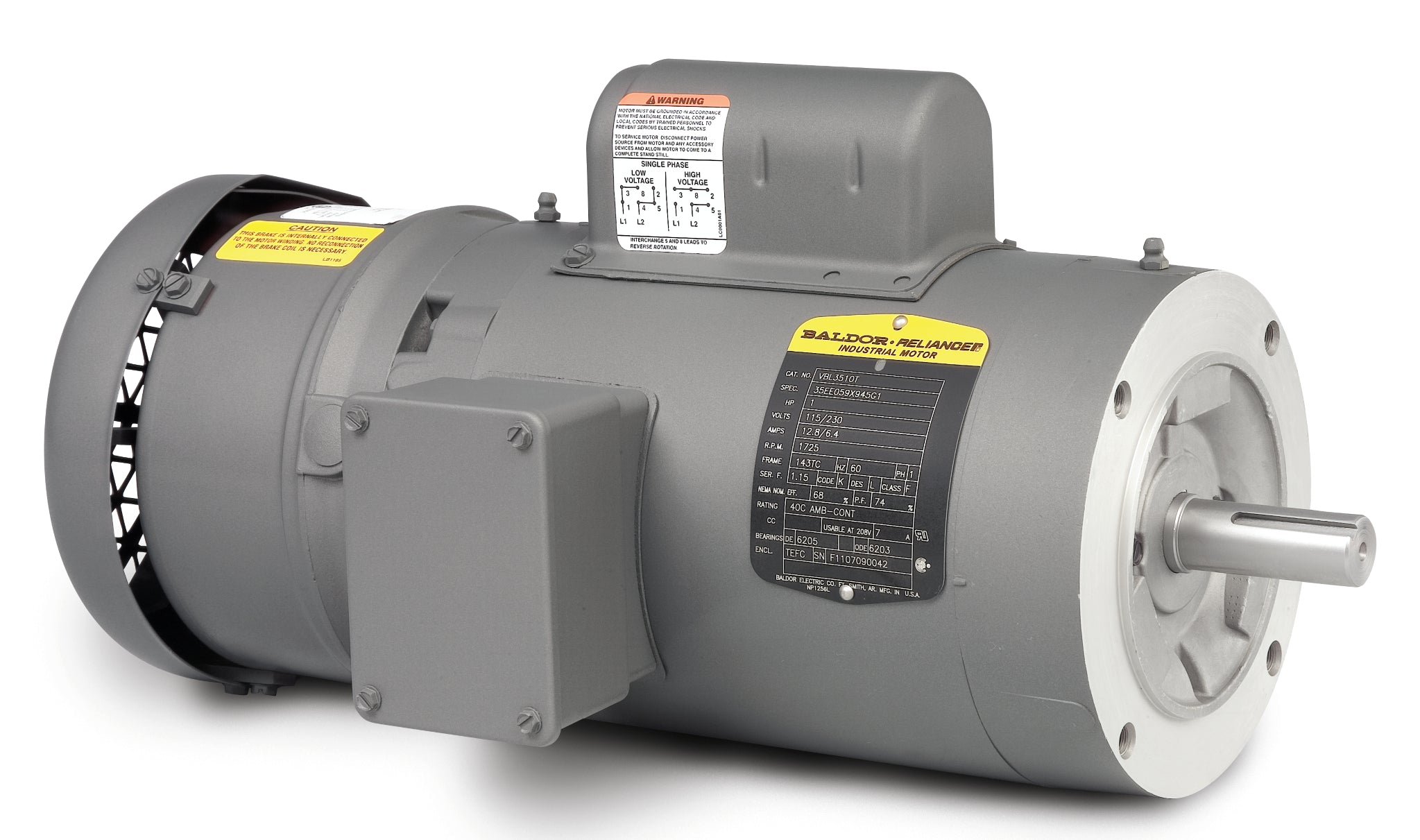 Baldor KBL3406 - .33HP, 1725RPM, 1PH, 60HZ, 56C, BRAKE, 3414L - Short-Series Brake Motors