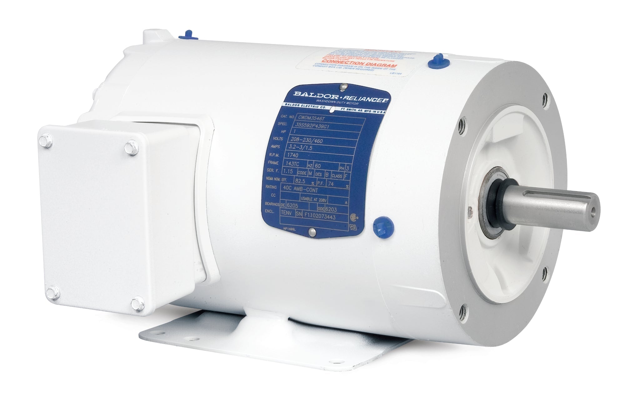 Baldor CWDM3538-5 - 0.5HP, 1770RPM, 3PH, 60HZ, 56C, 3512M, TENV, F1 - White Washdown Motors