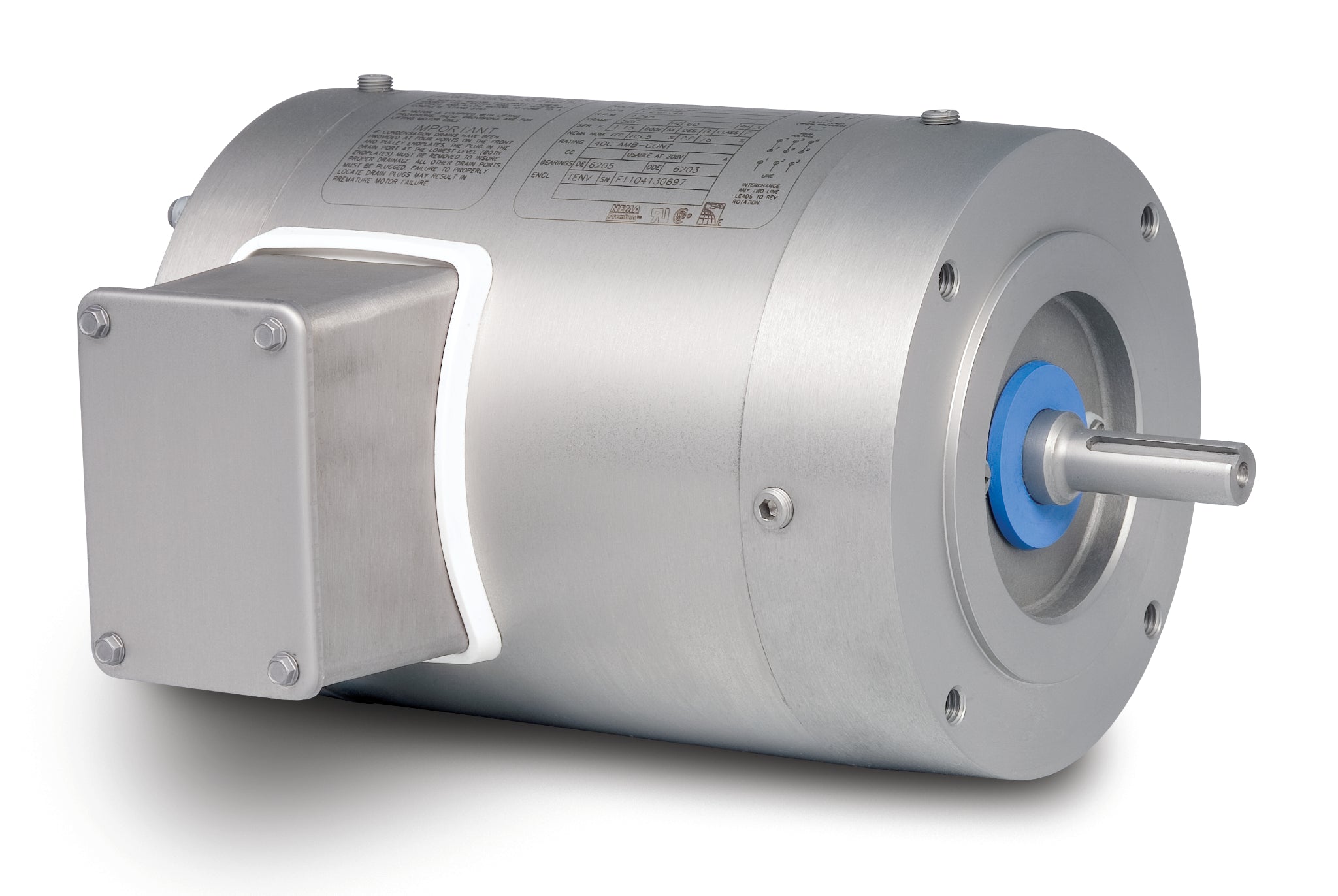 Baldor VSSWDM3457 - .33HP, 3450RPM, 3PH, 60HZ, 56C, 3512M, TENV, F1 - Stainless Steel Motors