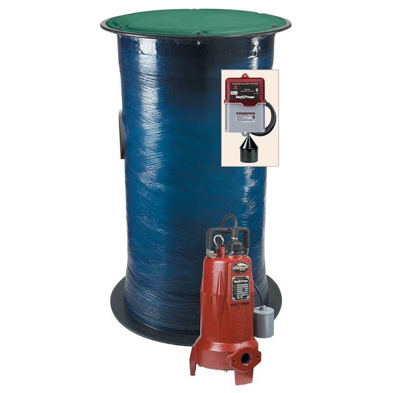 Liberty EPAK-LSG, EPAK-LSG Series, Unassembled, Simplex Grinder Basin Package, With LSG202A Pump, (24" x 48") Basin w/ Cover, 2 HP, 208/230 Volts, 1-1/4" Discharge