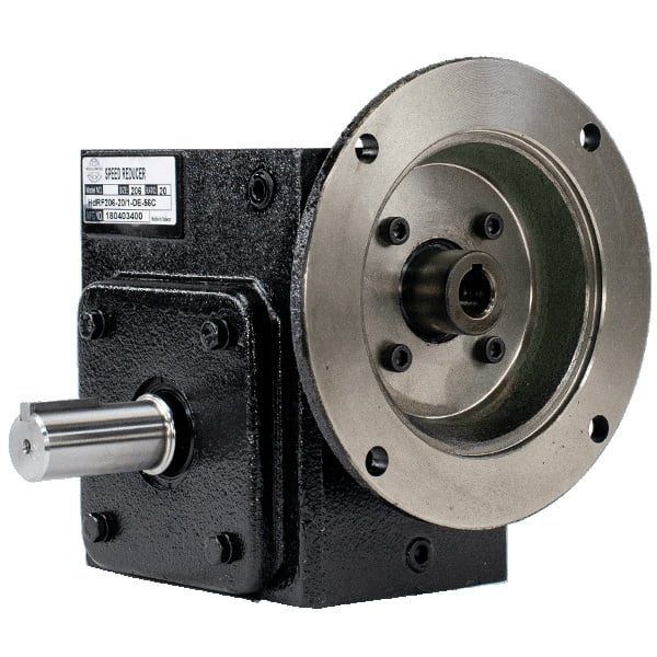 Cast Iron Worm Gear Reducer, Box Size 206, 10:1 Ratio, Flange Input, Left Hand Output, 56C Frame