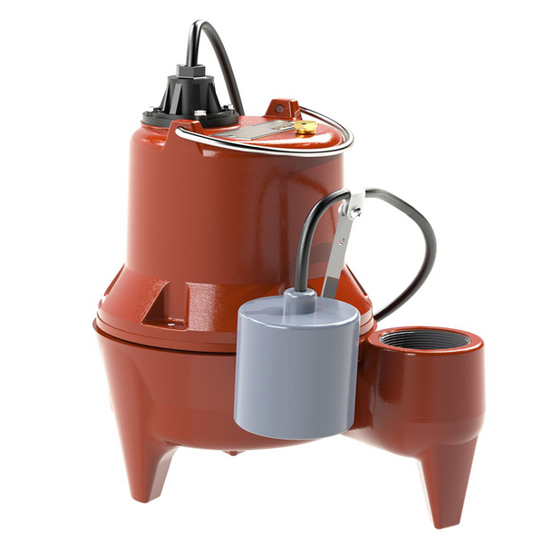Liberty LE41A, LE40 Series, Automatic Submersible Sewage Pump with Wide Angle Float Switch, 4/10 HP, 115 Volts, 1 Phase, 2" FNPT Discharge, 142 GPM Max, 21 ft Max Head, 10 ft Cord