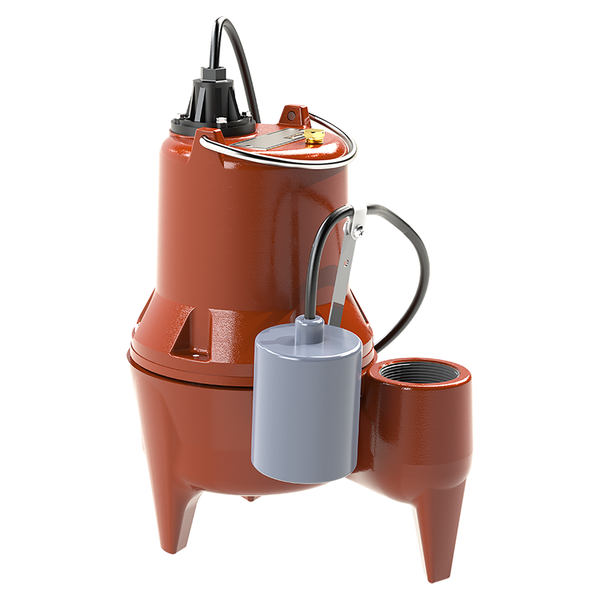 Liberty LE51A, Automatic Submersible Sewage Pump with Wide-Angle Float Switch, 1/2 HP, 115 Volts, 1 Phase, 2" FNPT Discharge, 158 GPM Max, 24 ft Max Head, 10 ft Cord