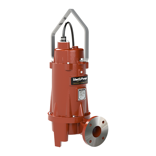 Liberty LSS504-3, LSS500 Series, Manual Submersible Sewage Pump, 5 HP, 460 Volts, 3 Phase, 9 Amps, 3" Horizontal Flanged Discharge, Open 2-Vane Impeller, 485 GPM Max, 58 ft Max Head, 35 ft Cord